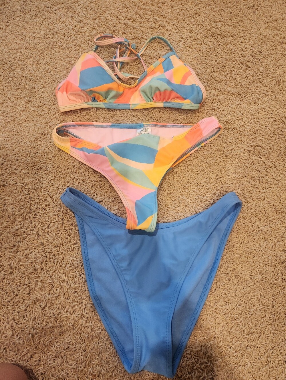 Two-Piece Women’s Swim Set in Multicolor & Blue